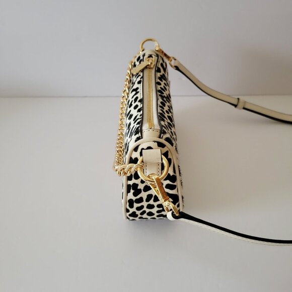 Michael Kors Carmela Small Pouchette Crossbody Bag Light Cream Leather Haircalf - Picture 3 of 7